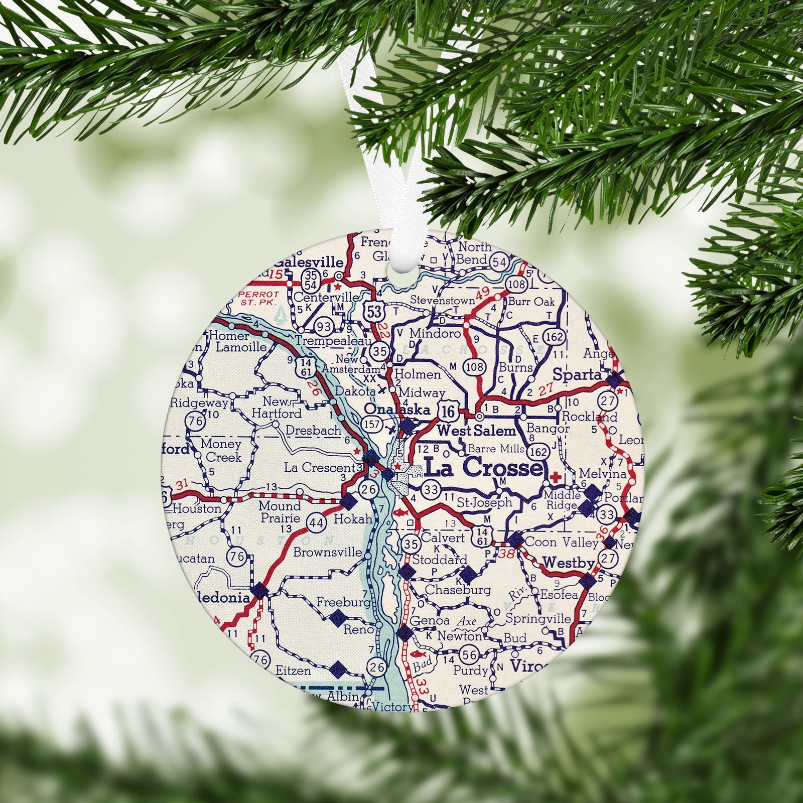 La Crosse Wisconsin Vintage Map Ornament