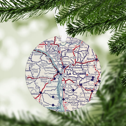 La Crosse Wisconsin Vintage Map Ornament