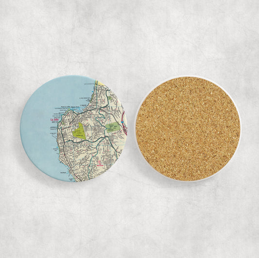 La Jolla California Map Coasters | Set of 4 Vintage La Jolla California Drink Coasters | Travel-Inspired Home Decor