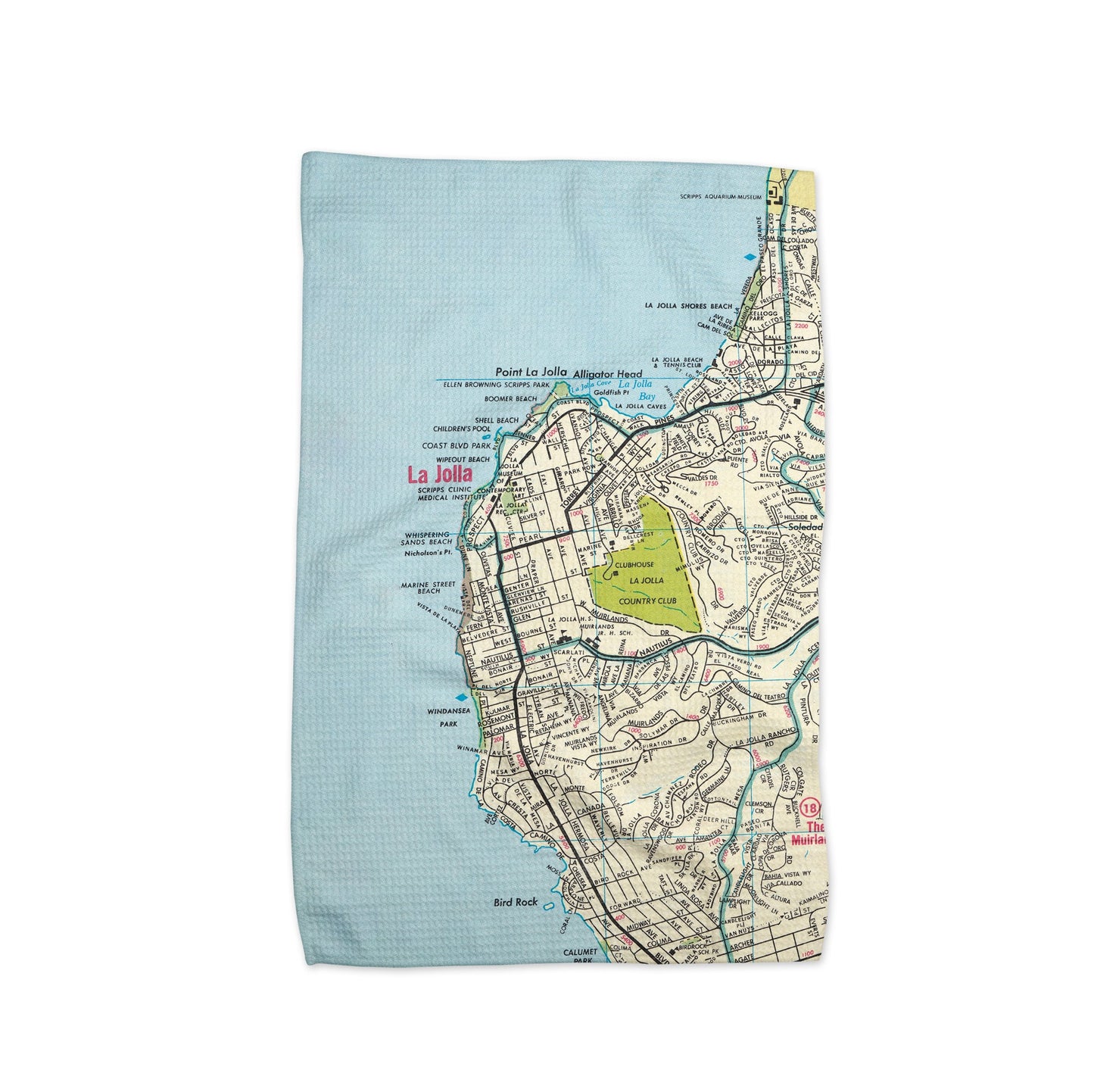 La Jolla California Map Tea Towel | Waffle-Weave Kitchen Towel Gift