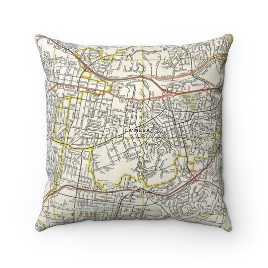 La Mesa California vintage map pillow