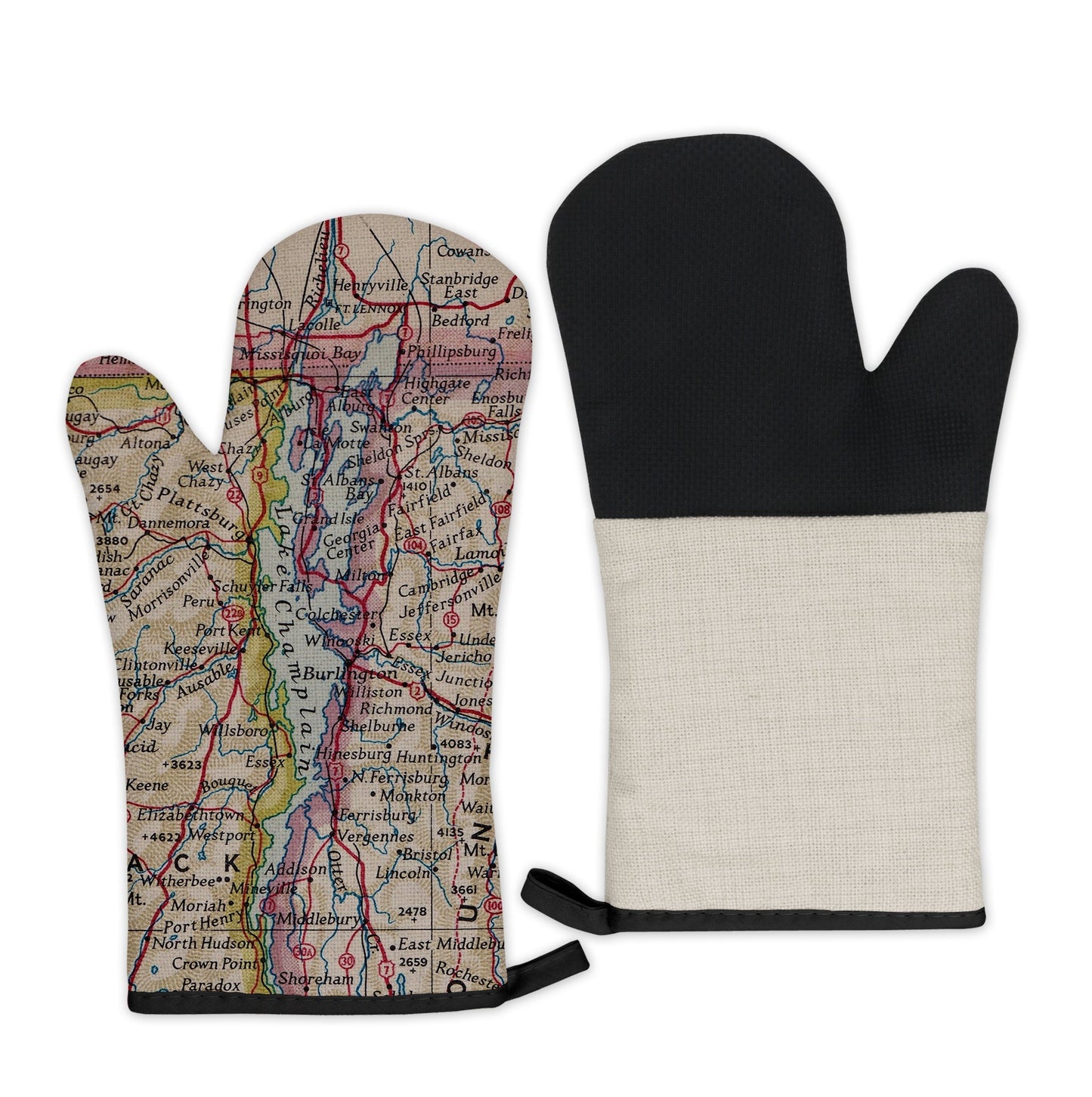 Lake Champlain Map Oven Mitt | Vintage-Inspired Kitchen Gift