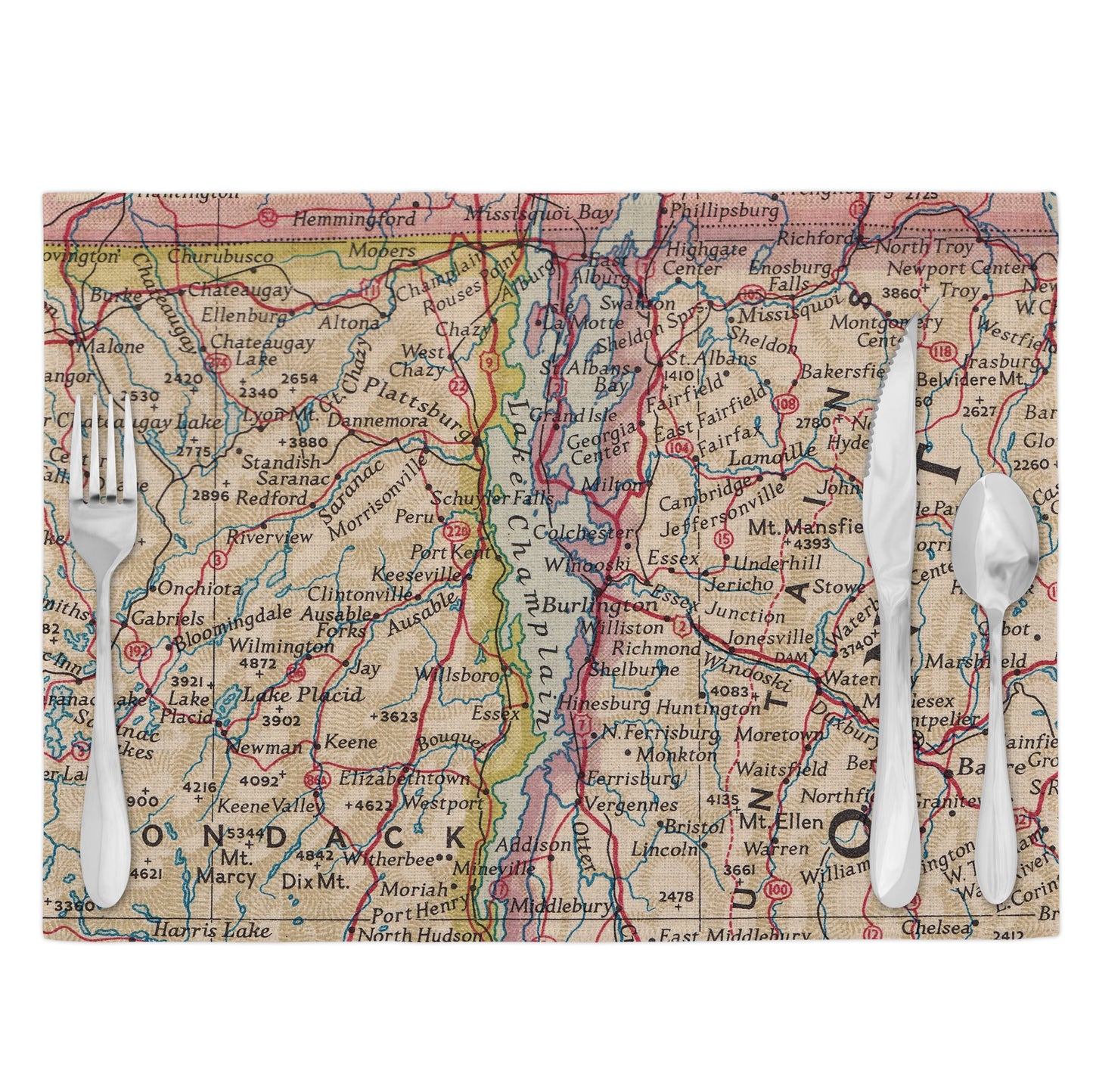 Lake Champlain Vintage Map Placemats Set of 4