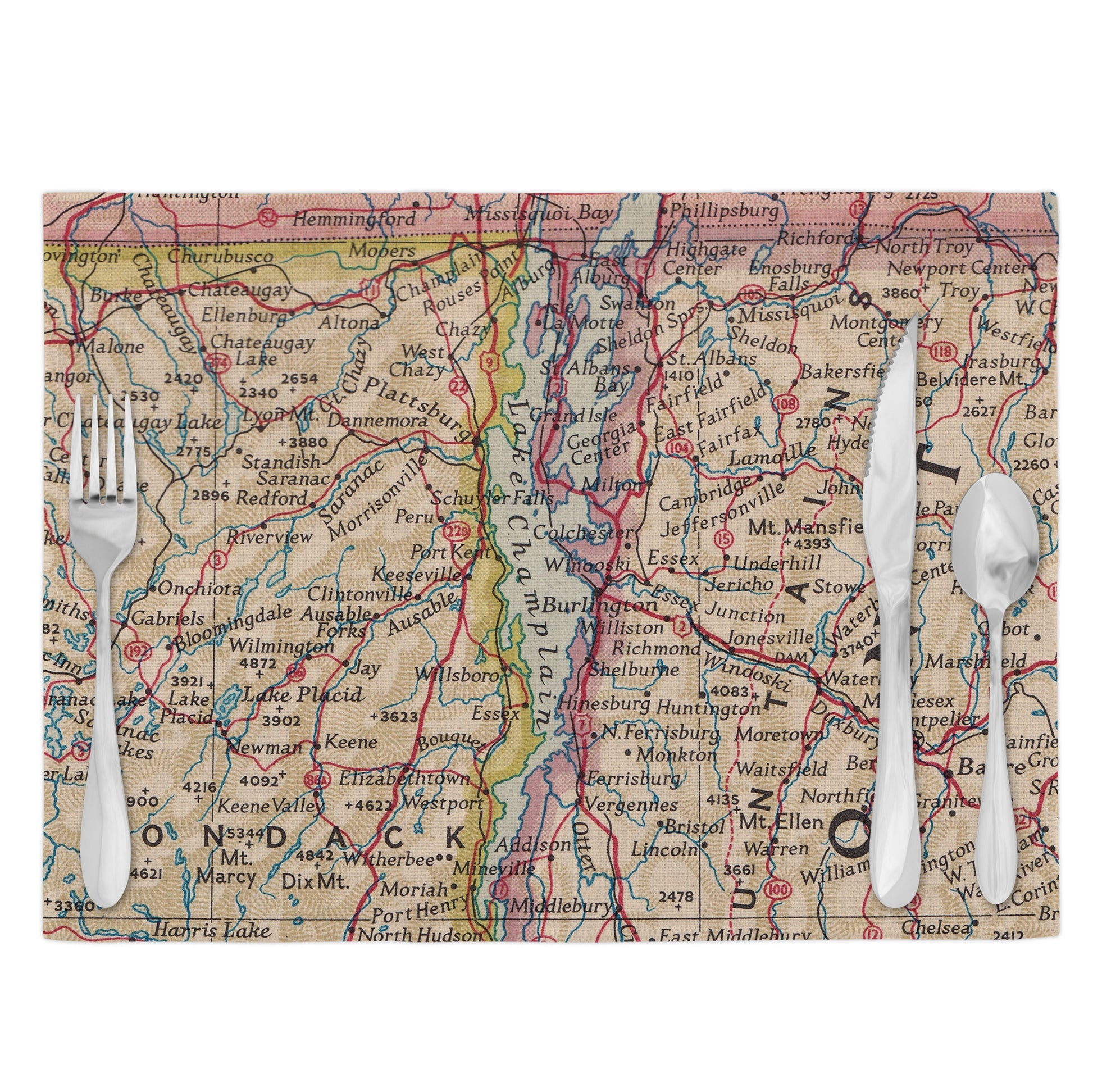 Lake Champlain Vintage Map Placemats Set of 4