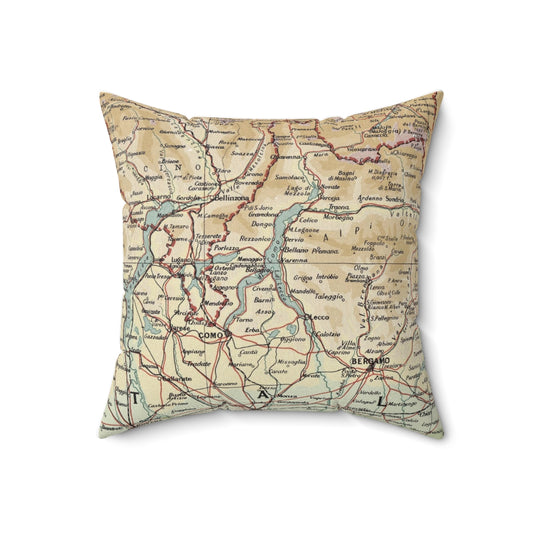 Lake Como Italy vintage map pillow