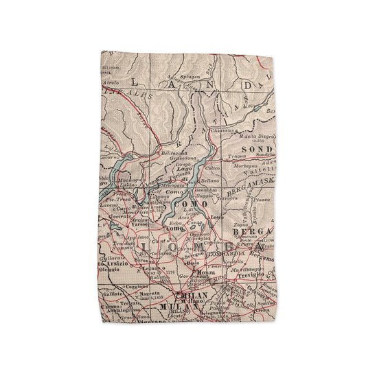 Lake Como Italy Map Tea Towel | Waffle-Weave Kitchen Towel Gift