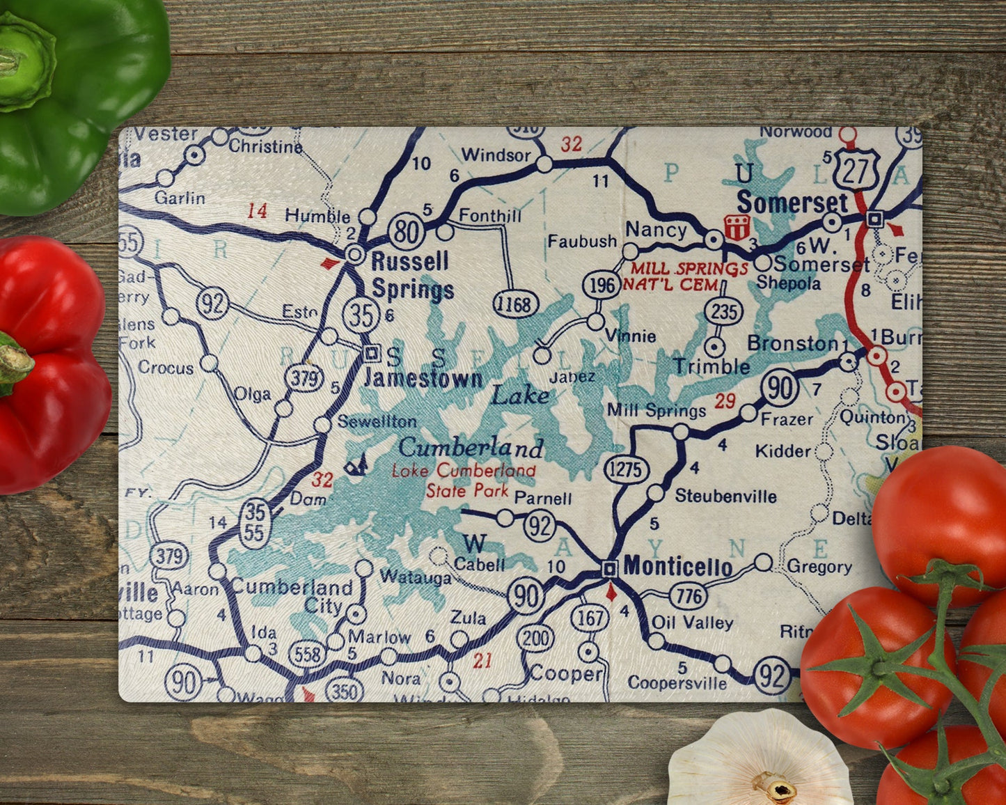 Lake Cumberland Kentucky Map Cutting Board | Travel Gift | Kitchen Decor