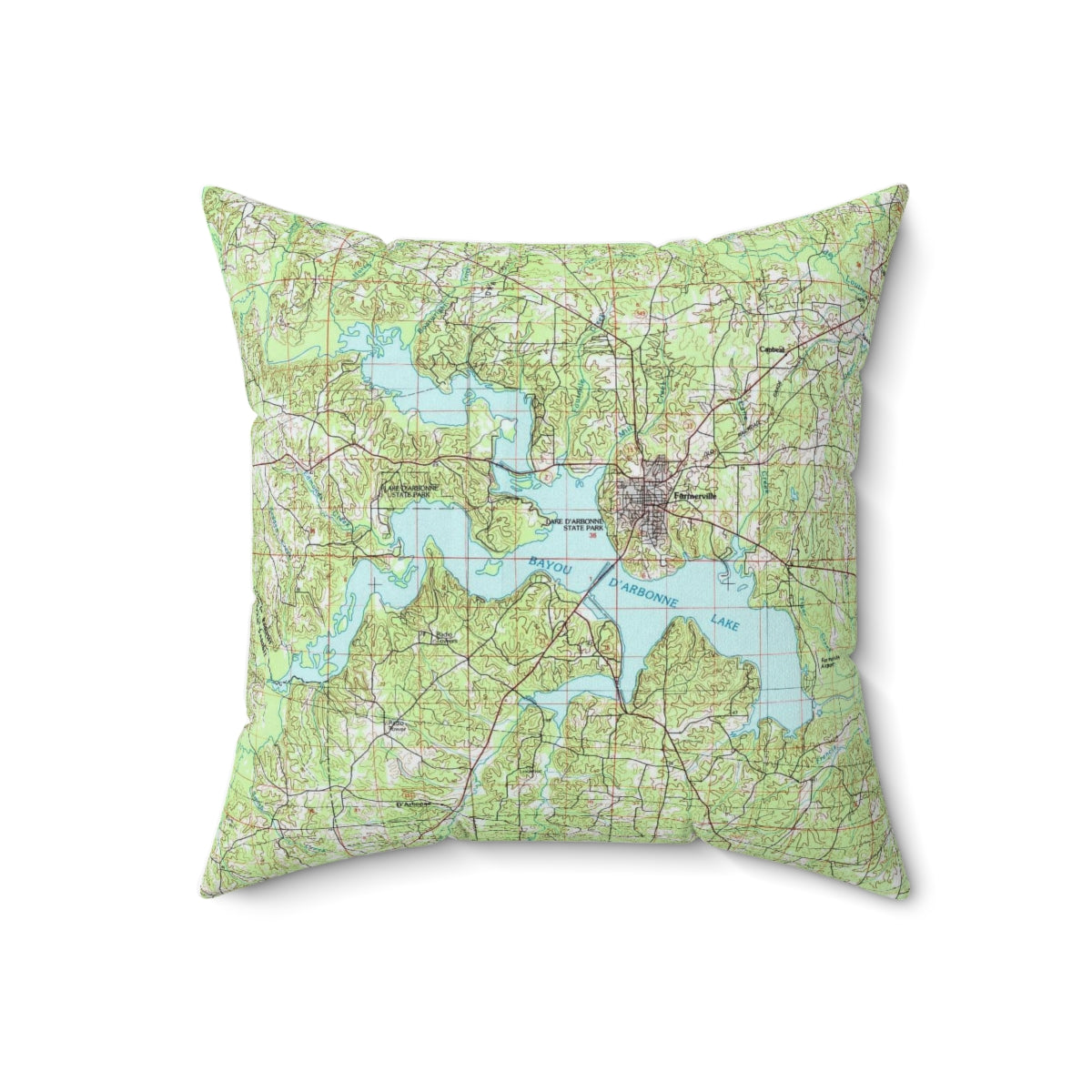 Lake D'Arbonne Louisiana vintage map pillow