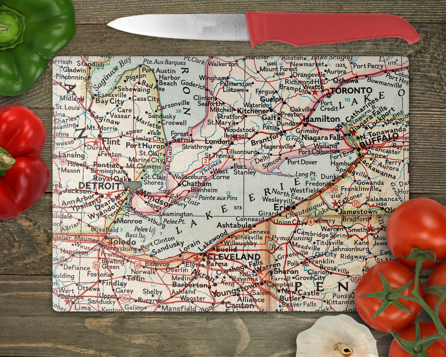 Lake Erie Map Cutting Board | Travel Gift | Kitchen Decor