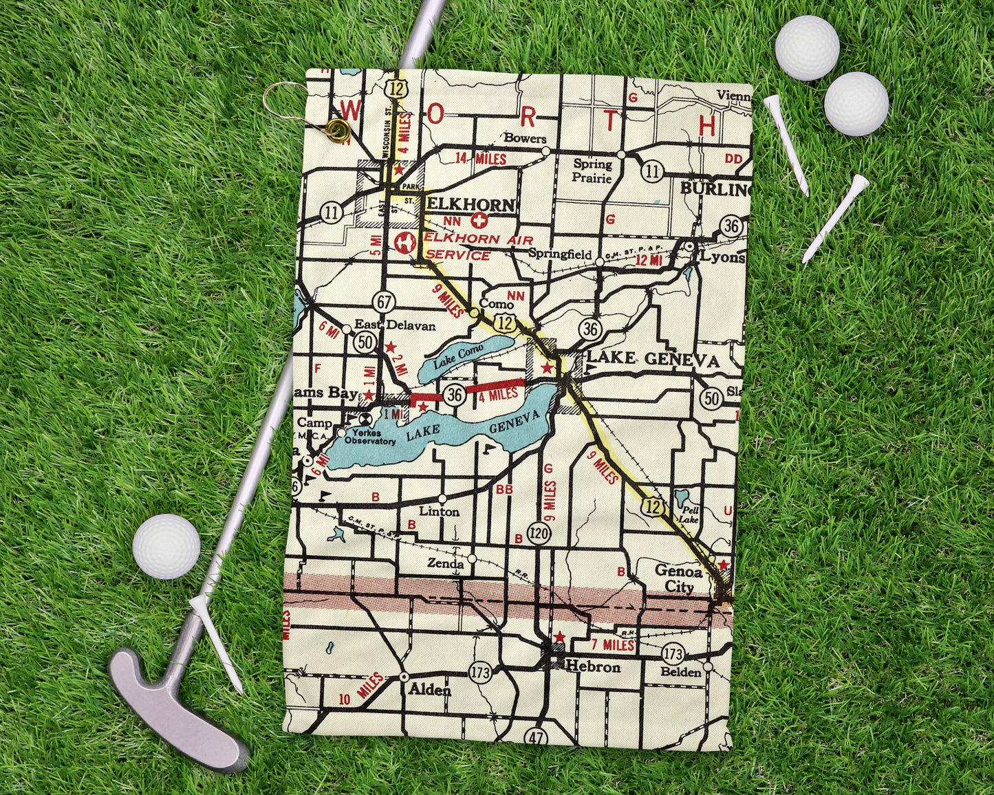 Lake Geneva Wisconsin golf towel primary image