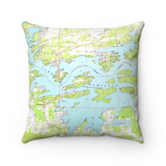 Lake Hamilton Arkansas vintage map pillow