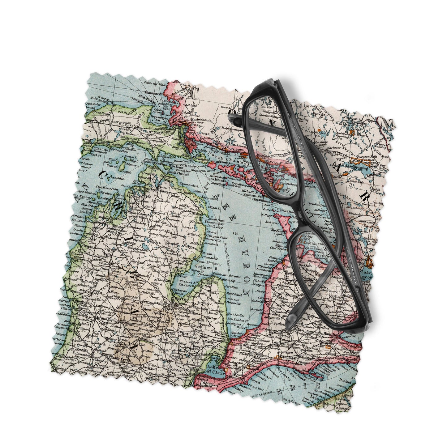 Lake Huron Map Lens Cloth | Lake Huron Microfiber Glasses Cleaner | Travel Gift