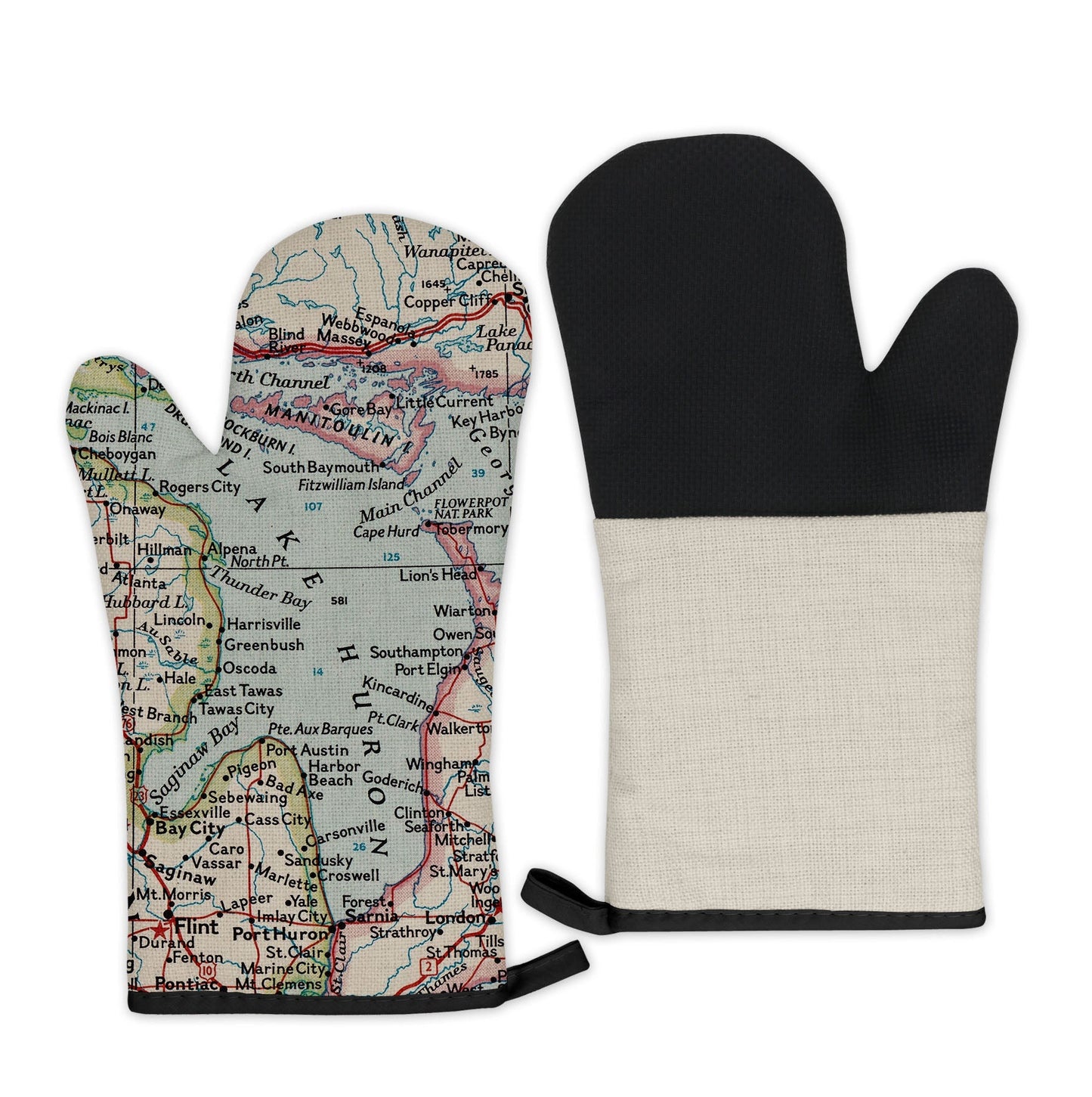 Lake Huron Map Oven Mitt | Vintage-Inspired Kitchen Gift