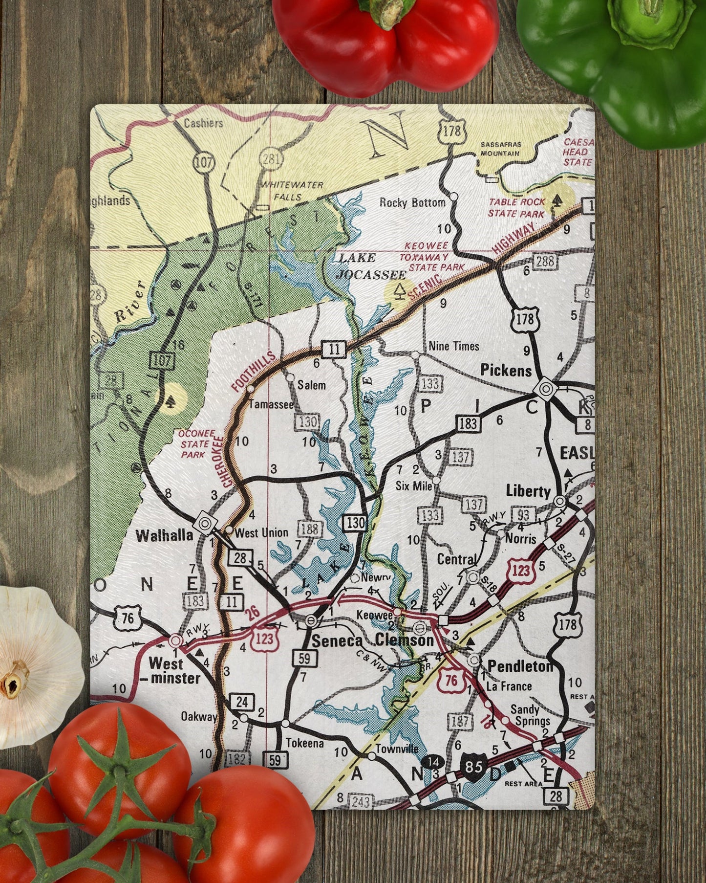 Lake Keowee South Carolina Map Cutting Board | Travel Gift | Kitchen Decor