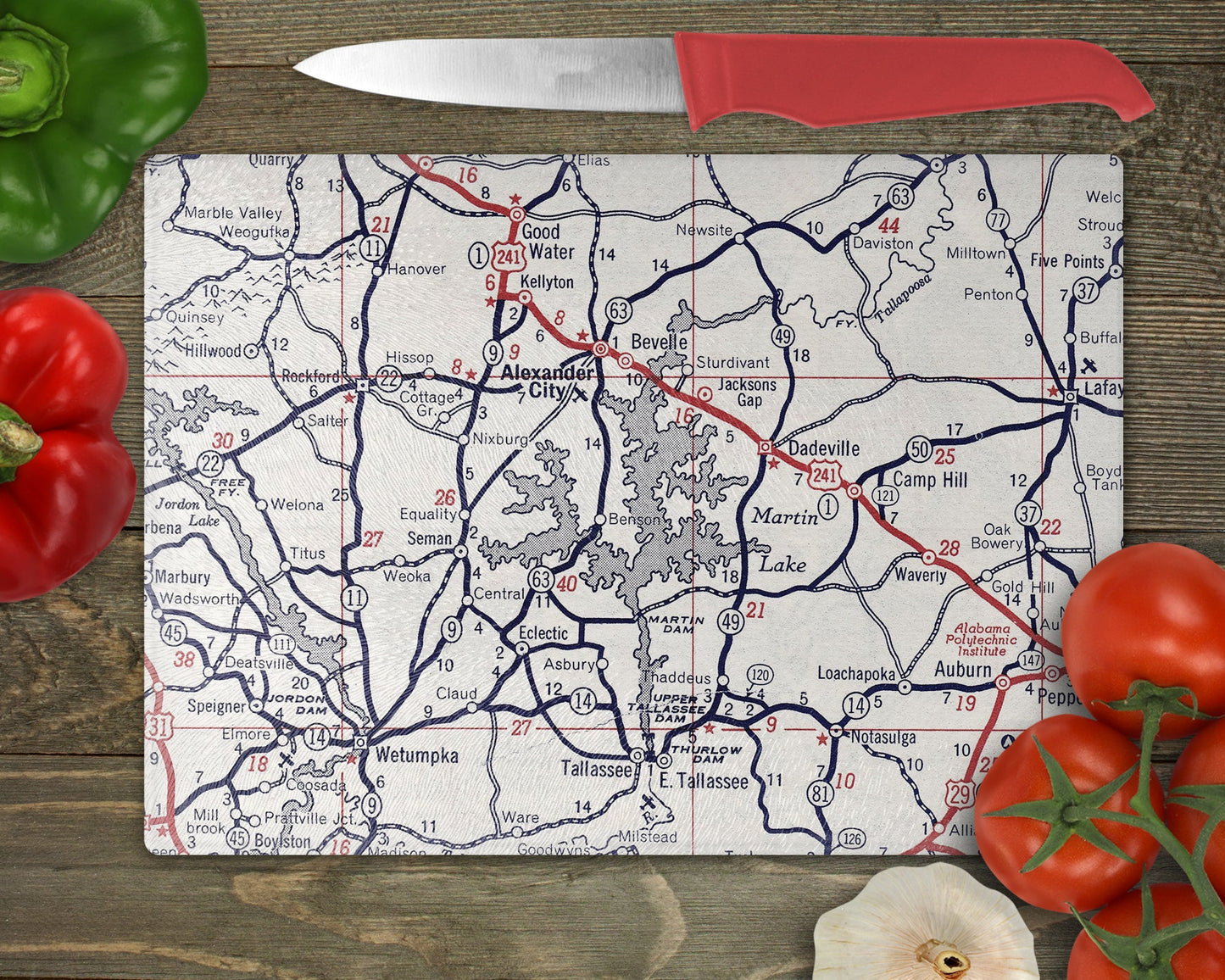 Lake Martin Map Cutting Board | Travel Gift | Kitchen Decor