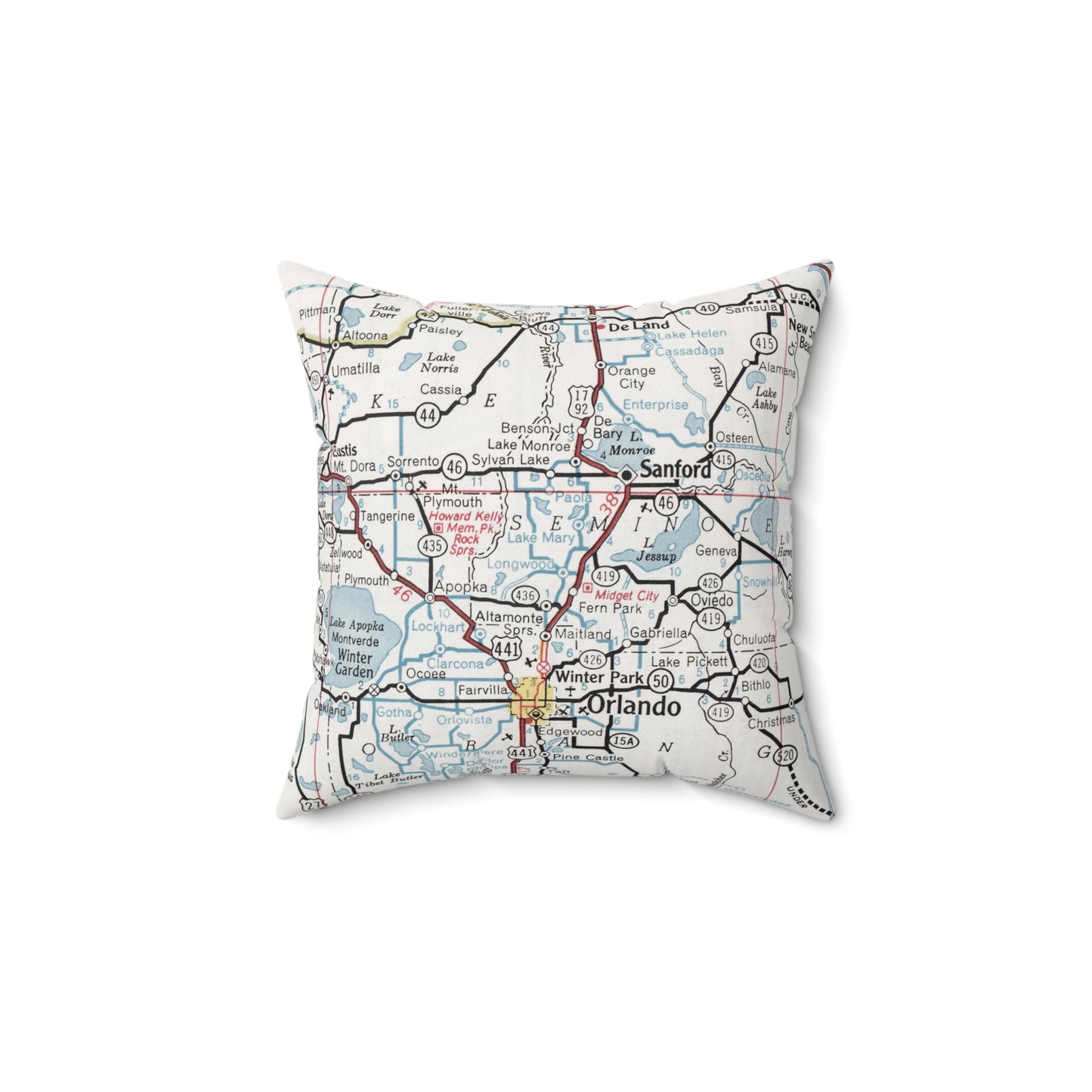 Lake Mary Florida vintage map pillow