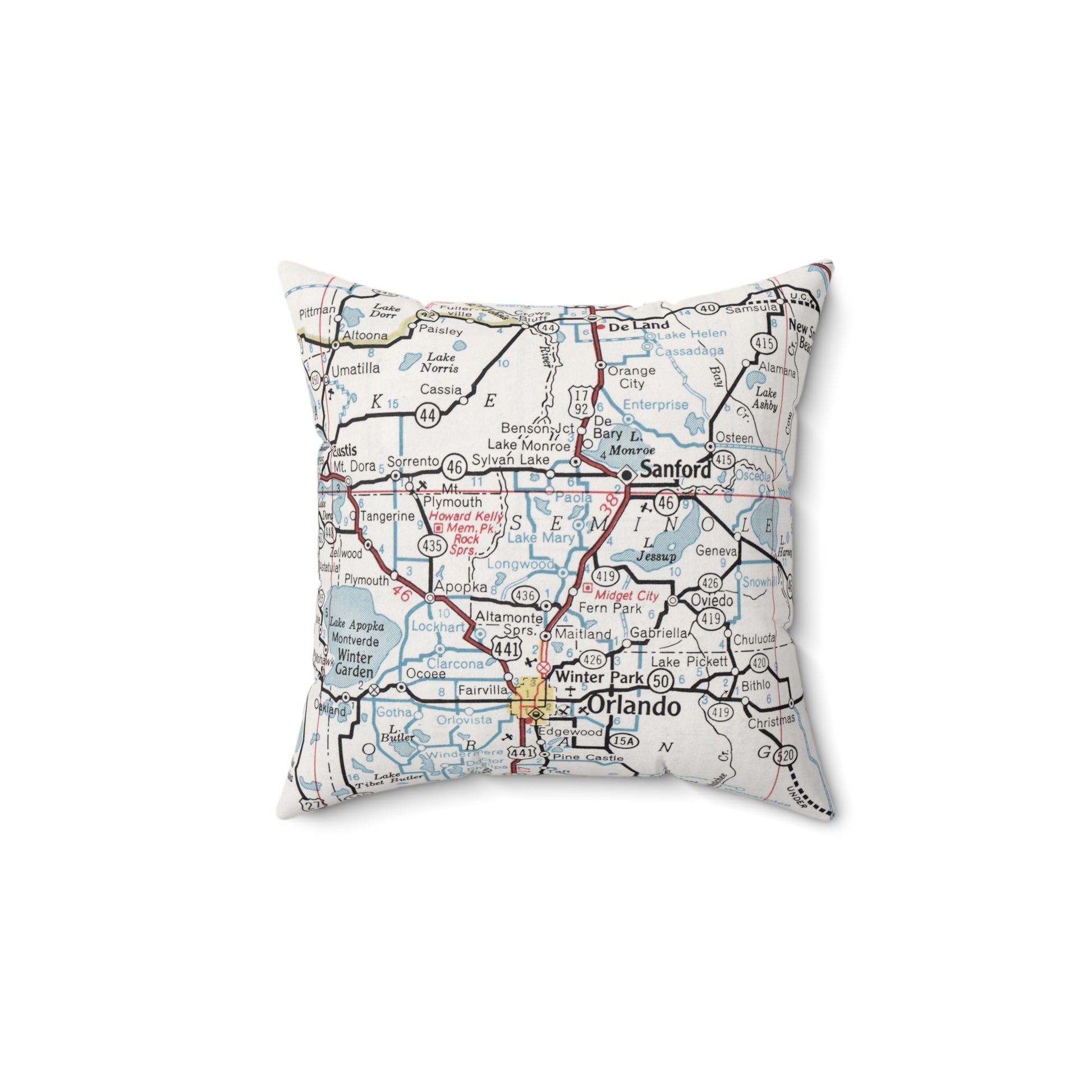 Lake Mary Florida vintage map pillow