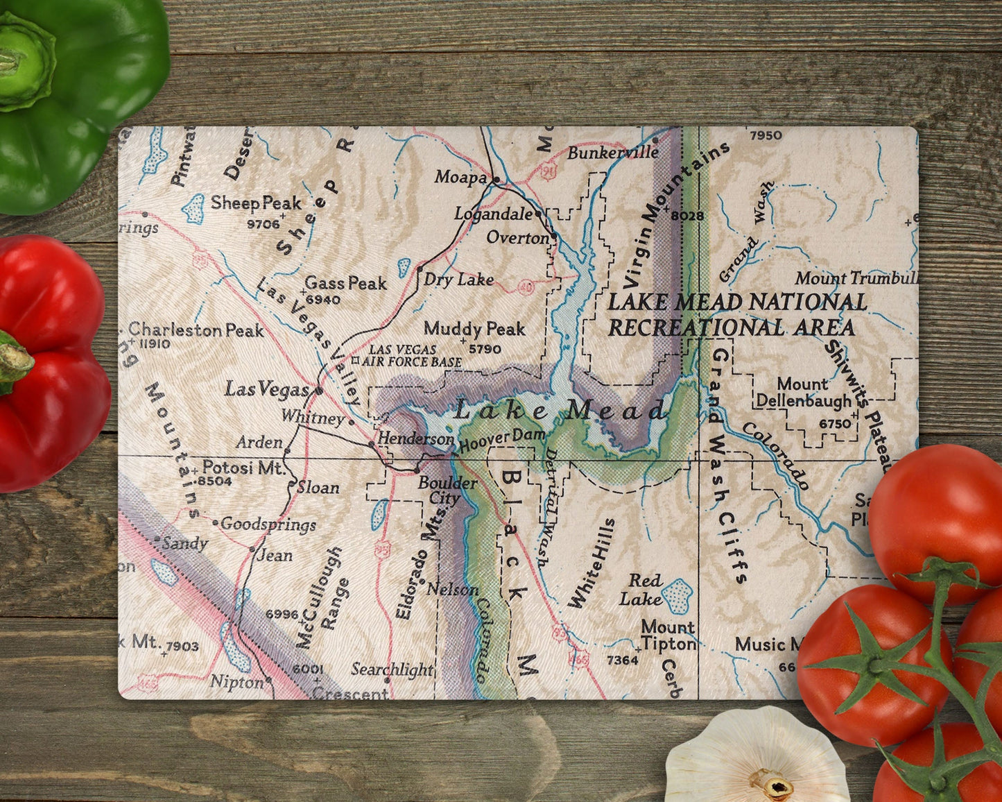Lake Mead Map Cutting Board | Travel Gift | Kitchen Decor