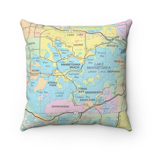 Lake Minnetonka Minnesota vintage map pillow