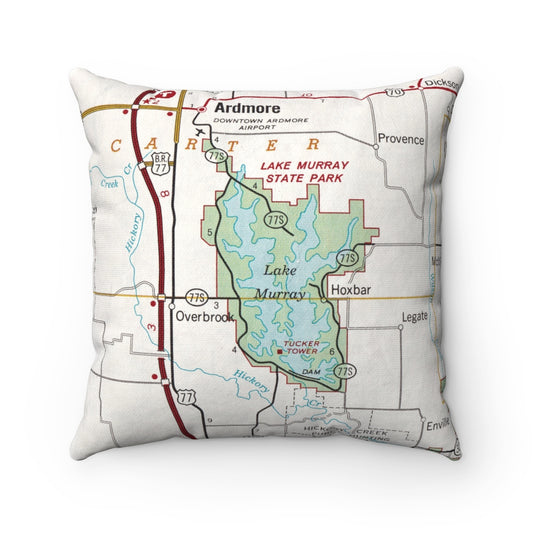Lake Murray Oklahoma vintage map pillow