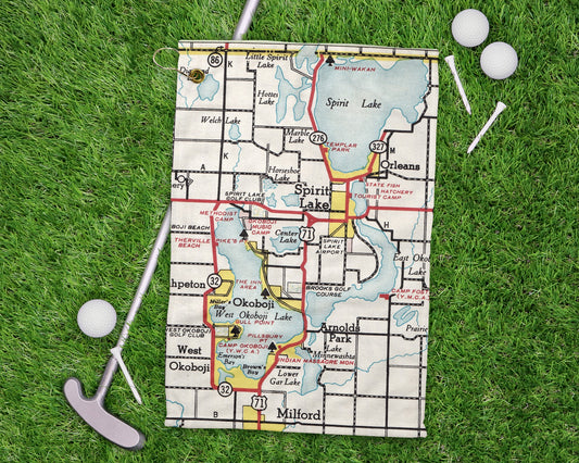 Lake Okoboji Iowa golf towel primary image