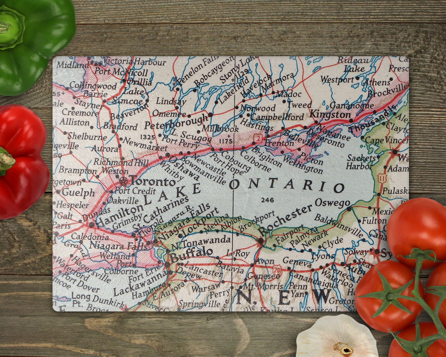Lake Ontario Map Cutting Board | Travel Gift | Kitchen Decor