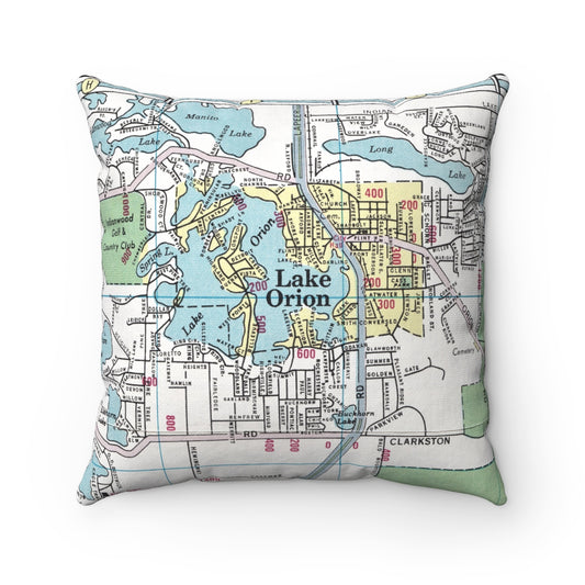 Lake Orion Michigan vintage map pillow