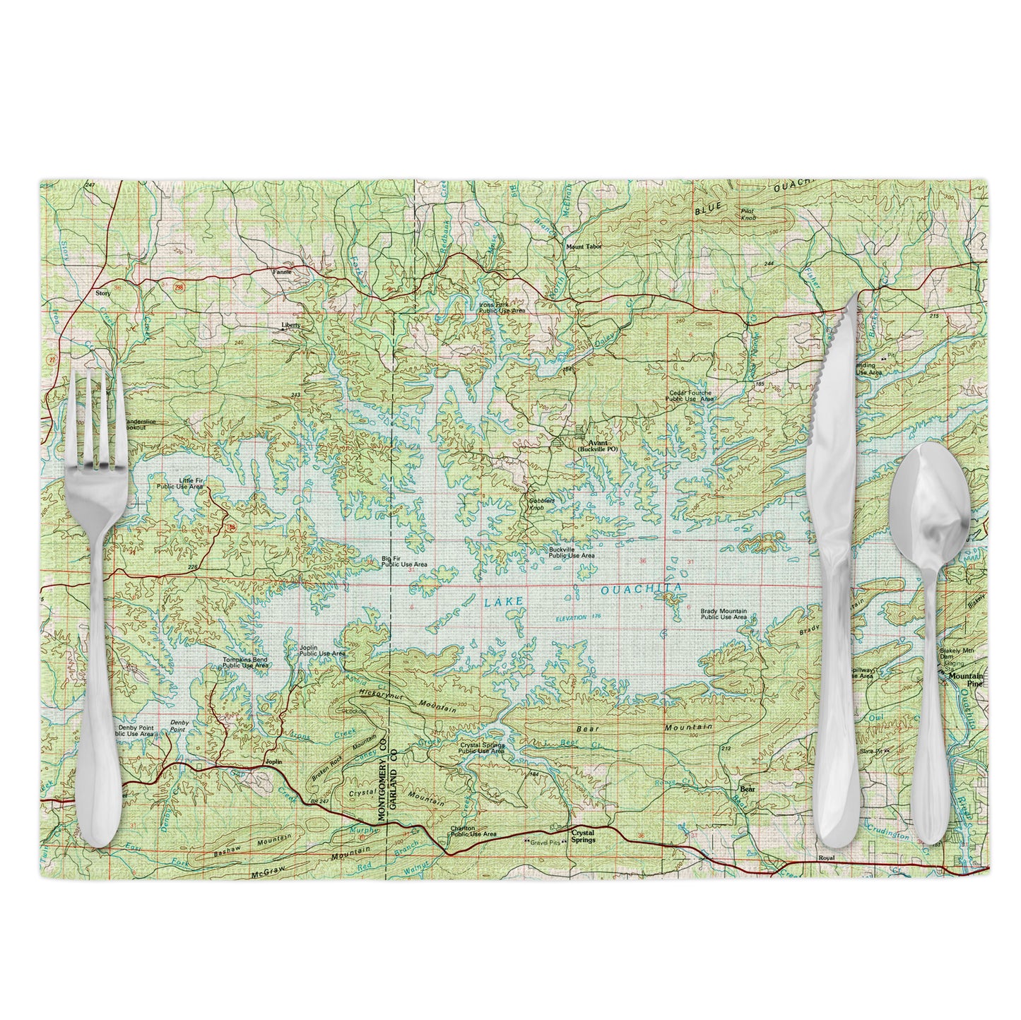 Lake Ouachita Arkansas Vintage Map Placemats Set of 4