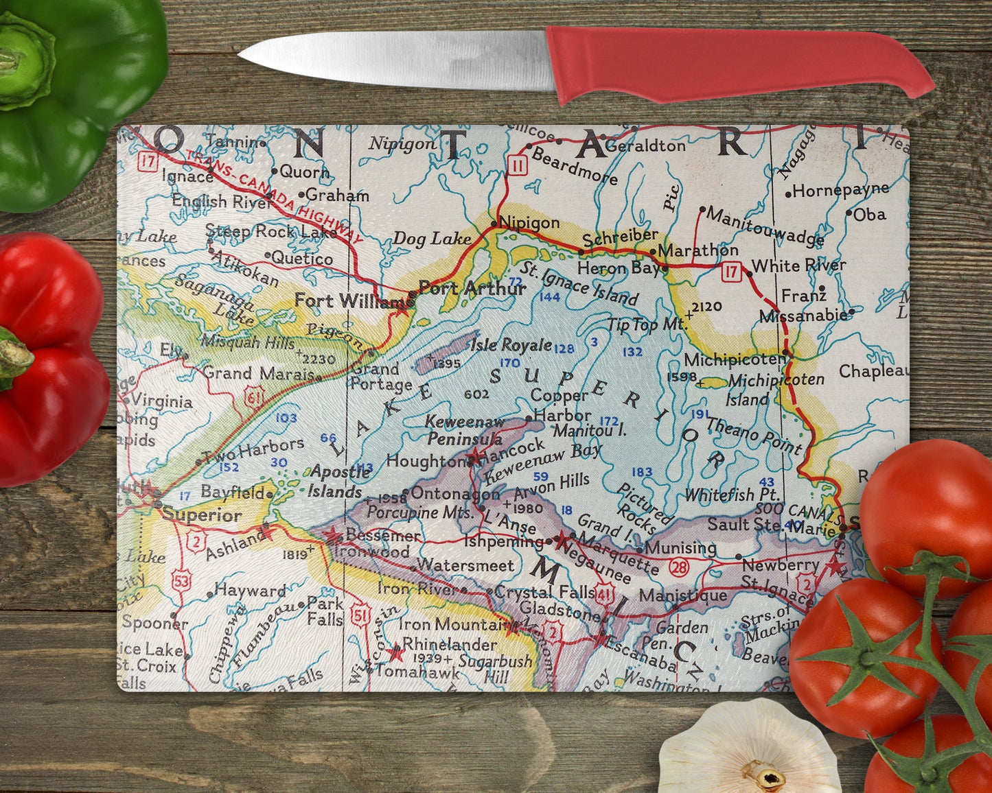 Lake Superior Map Cutting Board | Travel Gift | Kitchen Decor