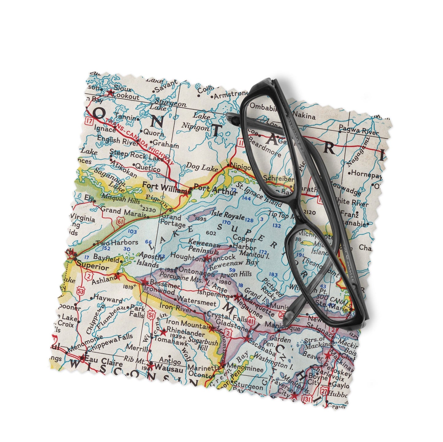 Lake Superior Map Lens Cloth | Lake Superior Microfiber Glasses Cleaner | Travel Gift