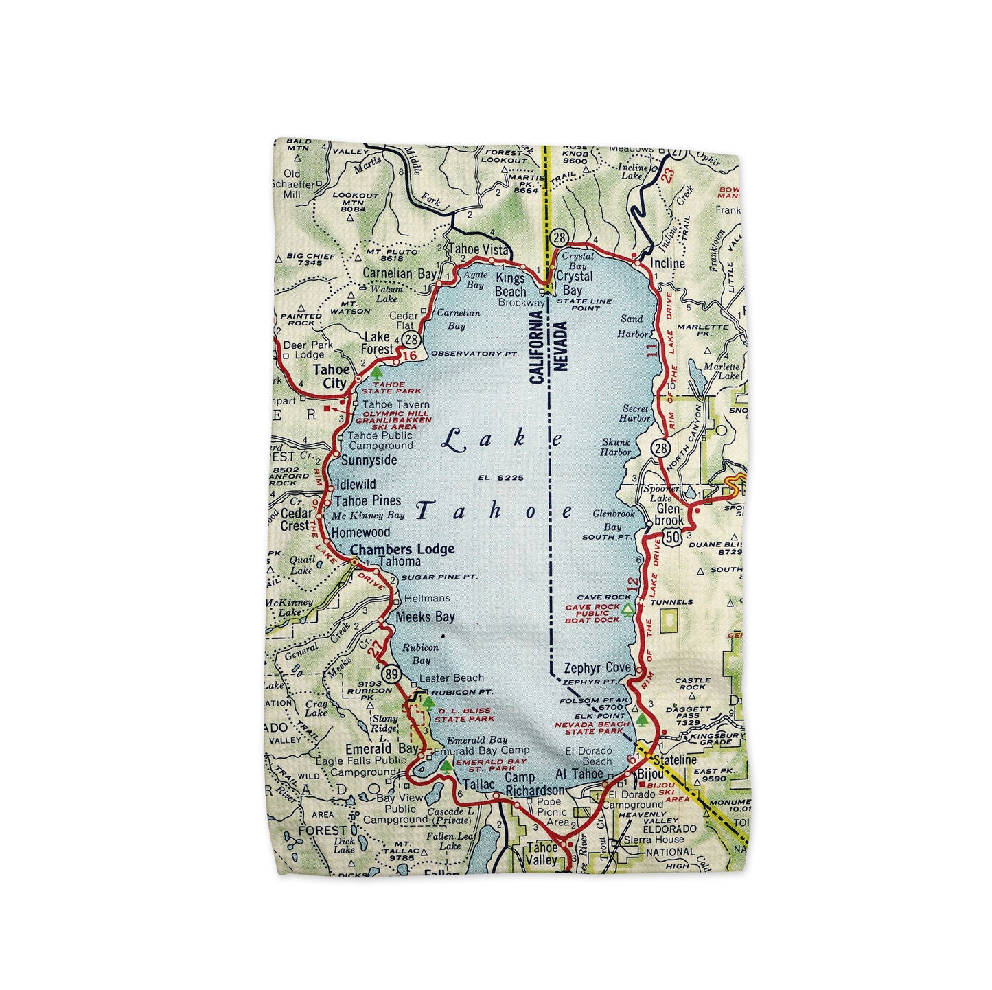 Lake Tahoe Map Kitchen Towel | Lake House Gift