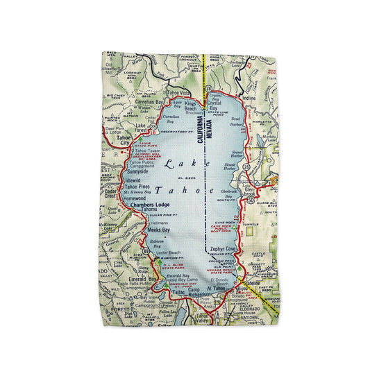 Lake Tahoe Map Kitchen Towel | Lake House Gift