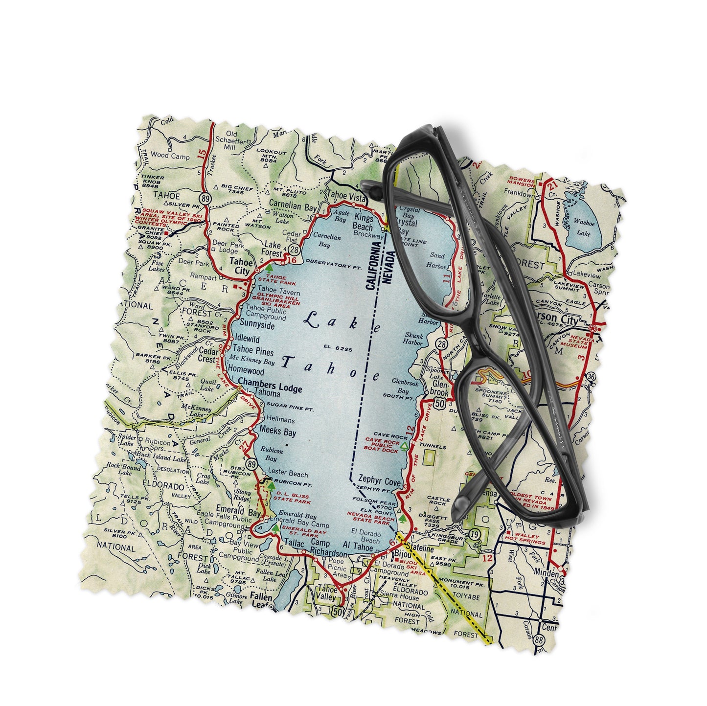 Lake Tahoe Map Lens Cloth – Glasses & Screen Cleaner