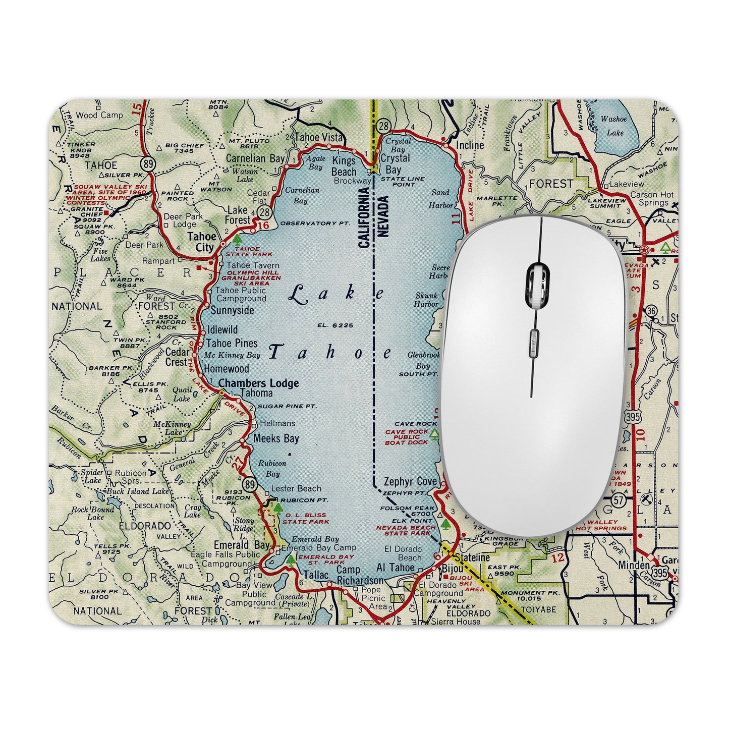 Lake Tahoe Map Mousepad | Desk & Home Office Decor