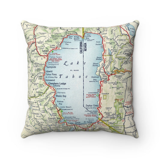 Lake Tahoe Map Pillow | Lake House Home Decor