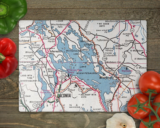 Lake Winnipesaukee Map Cutting Board | New Hampshire Lake House Gift
