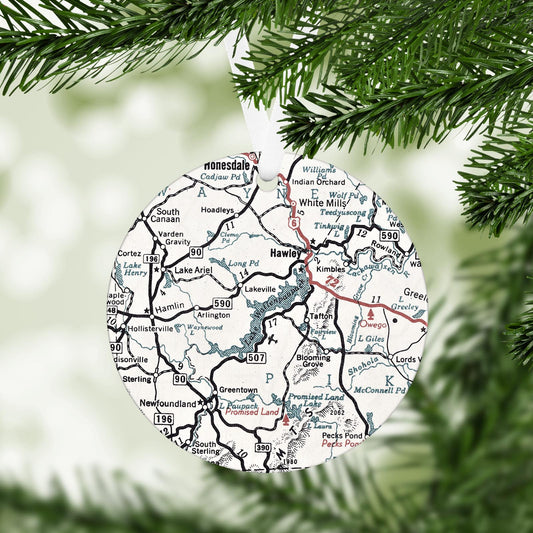 Lake Wallenpaupack Vintage Map Ornament