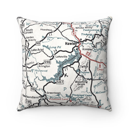 Lake Wallenpaupack vintage map pillow