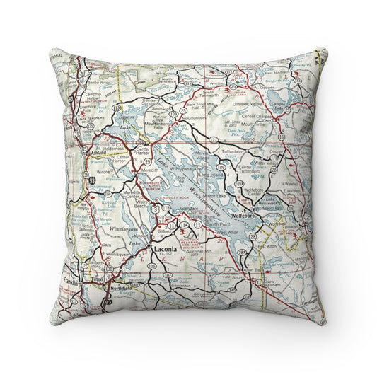 Lake Winnipesaukee New Hampshire vintage map pillow