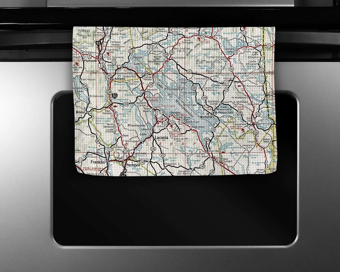Lake Winnipesaukee Map Tea Towel | Waffle-Weave Kitchen Towel Gift