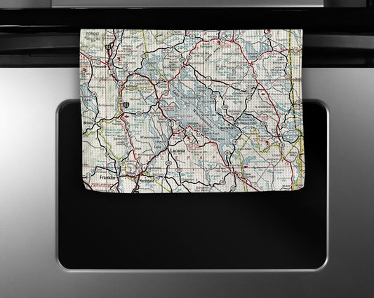 Lake Winnipesaukee Map Tea Towel | Waffle-Weave Kitchen Towel Gift