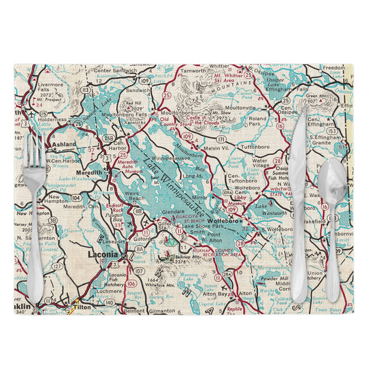 Lake Winnipesaukee New Hampshire Vintage Map Placemats Set of 4