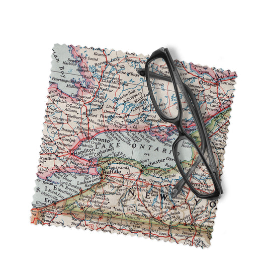 Lake Ontario Map Lens Cloth | Lake Ontario Microfiber Glasses Cleaner | Travel Gift