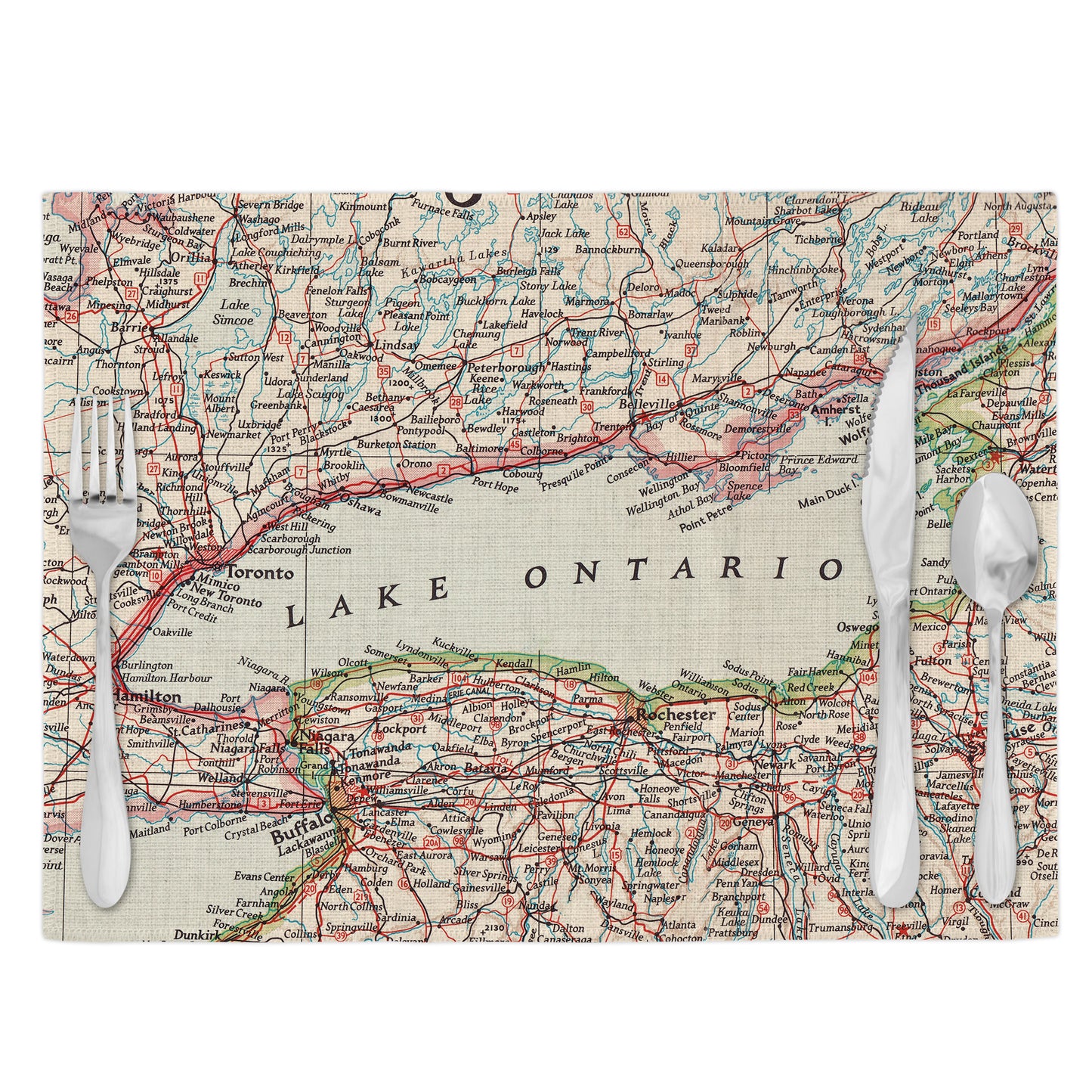 Lake Ontario Vintage Map Placemats Set of 4