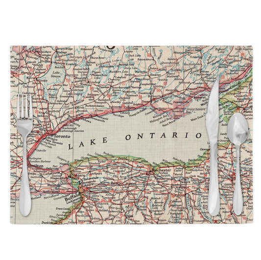 Lake Ontario Vintage Map Placemats Set of 4