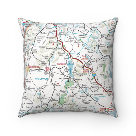 Lake Sunapee vintage map pillow