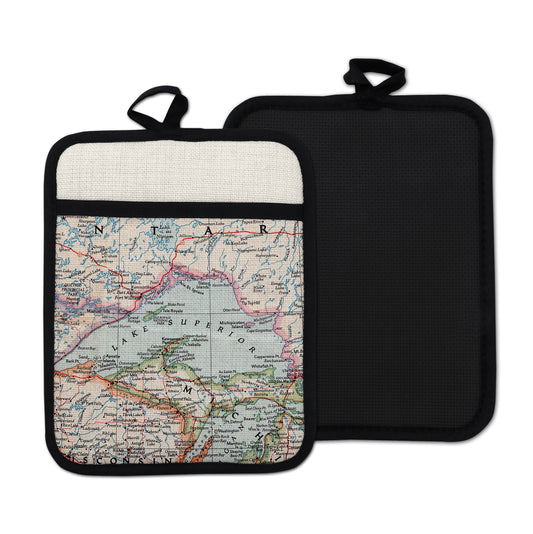 Lake Superior vintage map hot pad kitchen decor