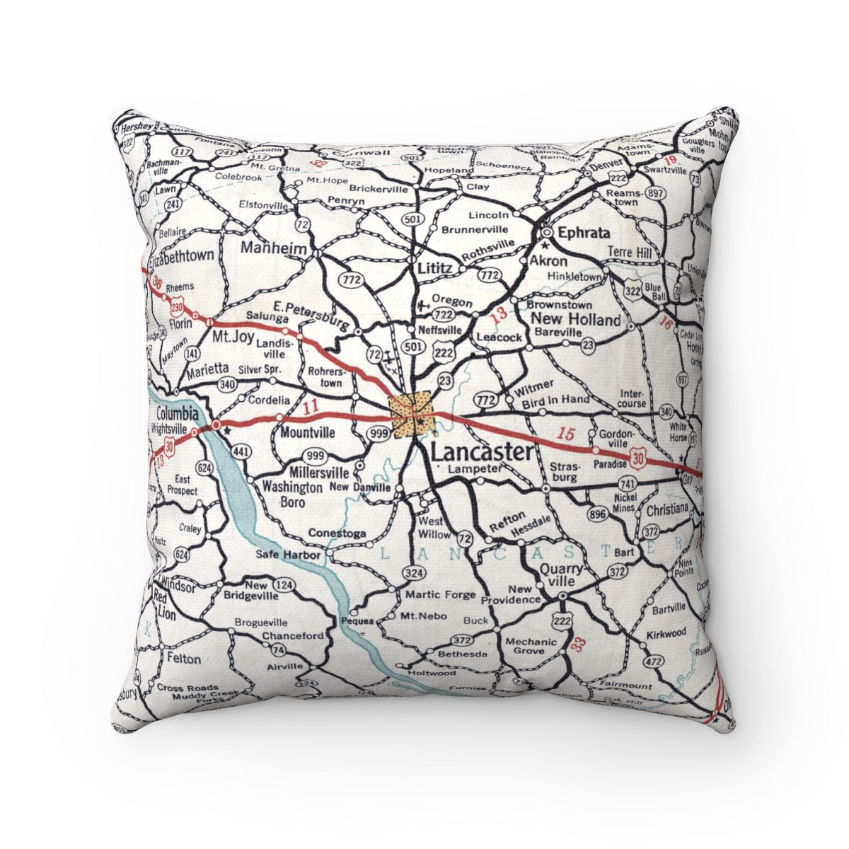 Lancaster Pennsylvania vintage map pillow