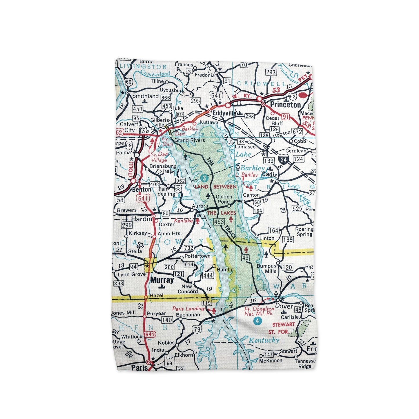 Land Between the Lakes Kentucky Kitchen Towel | Kentucky Lake Map Tea Towel | Lake House Gift