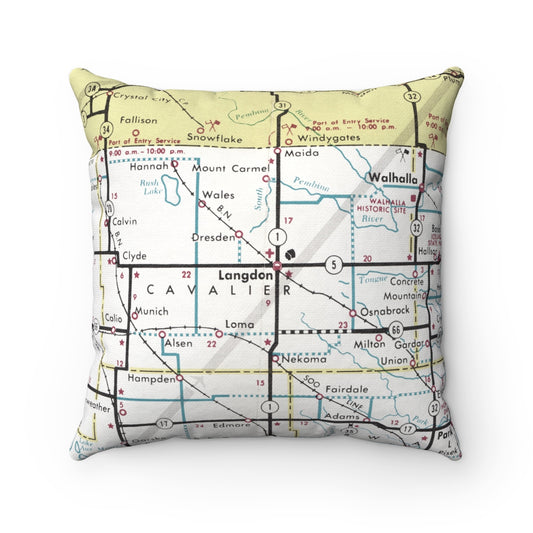 Langdon North Dakota vintage map pillow